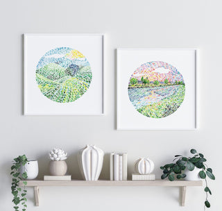 "Midday Hills"Art Print: Moving Strokes Landscape from Jean Choe Art & Design - Giclée