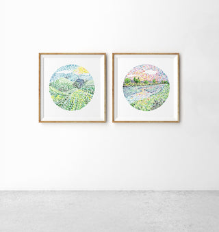 "Midday Hills"Art Print: Moving Strokes Landscape from Jean Choe Art & Design - Giclée