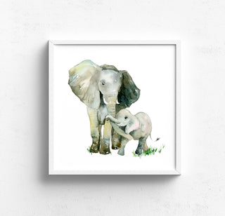 "Mommy Is My Best Friend" Art Print: Elephant Mother and Baby from Jean Choe Art & Design - Watercolor