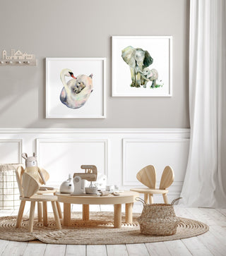 "Mommy Is My Best Friend" Art Print: Elephant Mother and Baby from Jean Choe Art & Design - Watercolor