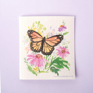 Monarch Butterfly Swedish Dishcloth: Eco - Friendly Kitchen Cloth from Jean Choe Art & Design - Reusable Paper Towels