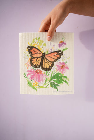 Monarch Butterfly Swedish Dishcloth: Eco - Friendly Kitchen Cloth from Jean Choe Art & Design - Reusable Paper Towels