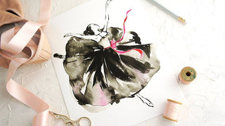"Movement in Black and Pink": Watercolor Ballerina Art Print from Jean Choe Art & Design - Giclée