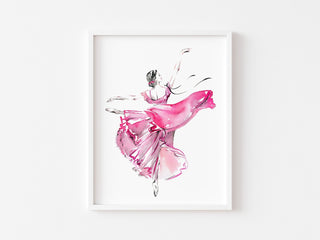 "Movement in Pink": Elegant Ballerina Art Print from Jean Choe Art & Design - Giclée