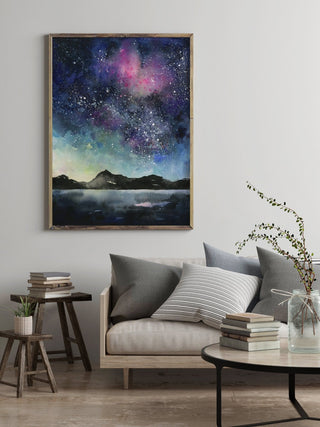 "My Heart to You" Night Sky Watercolor Giclée Print from Jean Choe Art & Design - Giclée