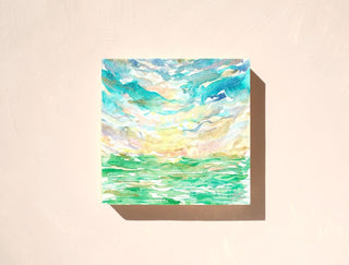 Ocean Sunrise Original Watercolor Painting on Wood Panel from Jean Choe Art & Design - Watercolor