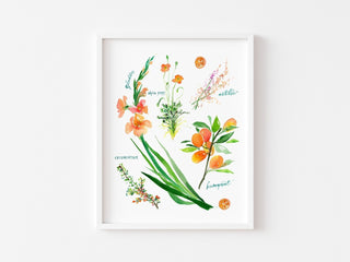 Orange Botanical Rainbow Art Print: Flower Watercolor from Jean Choe Art & Design - Giclée