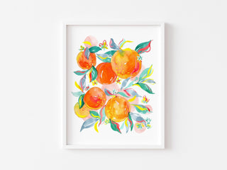 Orange Dream Watercolor Art Print: Vibrant Citrus Giclée for Kitchen or Dining Room Decor from Jean Choe Art & Design