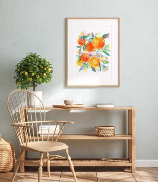 Orange Dream Watercolor Art Print: Vibrant Citrus Giclée for Kitchen or Dining Room Decor from Jean Choe Art & Design
