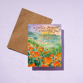 Poppy Golden Celebration Card - For Congratulations, Graudation or Just Because from Jean Choe Art & Design - Other Baby