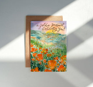 Poppy Golden Celebration Card - For Congratulations, Graudation or Just Because from Jean Choe Art & Design - Other Baby