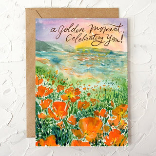 Poppy Golden Celebration Card - For Congratulations, Graudation or Just Because from Jean Choe Art & Design - Other Baby