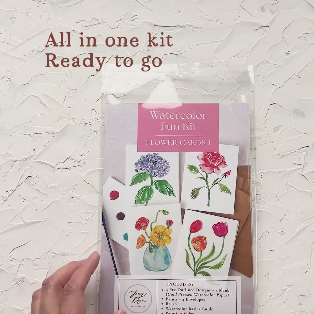 Flower Cards 1 Watercolor Fun Kit by Jean Choe Art & Design