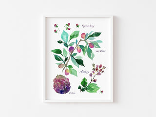 Purple Botanical Rainbow Art Print: Floral Wall Art from Jean Choe Art & Design - Giclée
