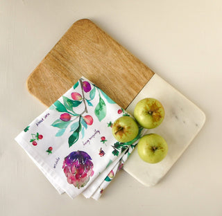 Purple Botanical Tea Towel: Stylish Cotton Tea Towel for Everyday Tasks from Jean Choe Art & Design - Kitchen & Tea Towels