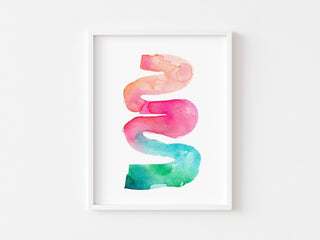 Rainbow River Watercolor Art Print – Abstract Minimalist Colorful Wall Art from Jean Choe Art & Design - Giclée