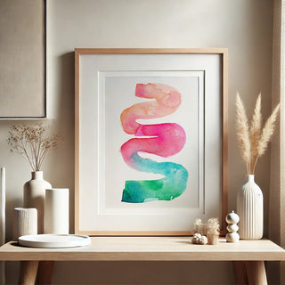 Rainbow River Watercolor Art Print – Abstract Minimalist Colorful Wall Art from Jean Choe Art & Design - Giclée