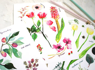 Red & Pink Botanical Rainbow Art Print: Floral Watercolor Decor from Jean Choe Art & Design - Giclée