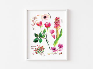 Red & Pink Botanical Rainbow Art Print: Floral Watercolor Decor from Jean Choe Art & Design - Giclée