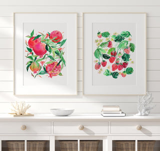 "Ruby Red Pomegranates" Art Print. Fruit Art for Kitchen/ Dining Room from Jean Choe Art & Design - Giclée