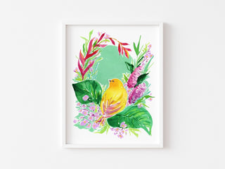 "Saffron Finch" Art Print: Tropical Botanicals from Jean Choe Art & Design - Giclée