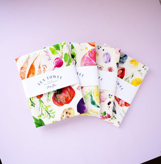 Seafood Table Tea Towel: Nautical Cotton Kitchen Towel from Jean Choe Art & Design - Kitchen & Tea Towels