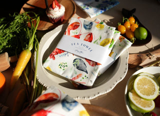 Seafood Table Tea Towel: Nautical Cotton Kitchen Towel from Jean Choe Art & Design - Kitchen & Tea Towels