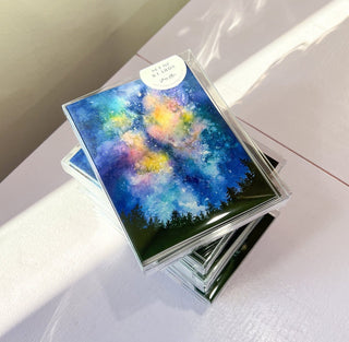 Set of 6 Watercolor Night Sky Greeting Cards from Jean Choe Art & Design - Blank Cards