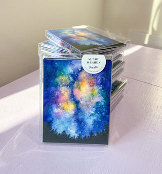 Set of 6 Watercolor Night Sky Greeting Cards from Jean Choe Art & Design - Blank Cards