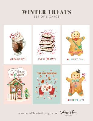 Set of 6 Whimsical Holiday & Christmas Greeting Cards from Jean Choe Art & Design - Other Baby