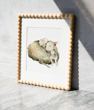 Snuggle Time (Original) with Turned Wood Frame from Jean Choe Art & Design - Watercolor