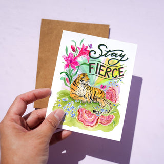 Stay Fierce Sunbathing Tiger Encouragement Card from Jean Choe Art & Design - Other Baby