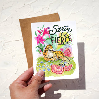 Stay Fierce Sunbathing Tiger Encouragement Card from Jean Choe Art & Design - Other Baby