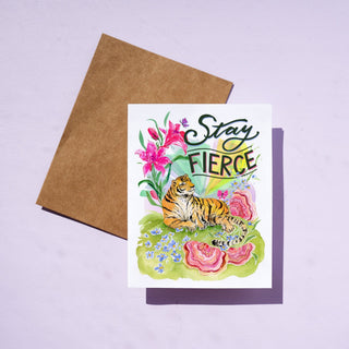 Stay Fierce Sunbathing Tiger Encouragement Card from Jean Choe Art & Design - Other Baby