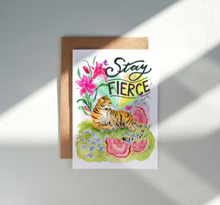Stay Fierce Sunbathing Tiger Encouragement Card from Jean Choe Art & Design - Other Baby