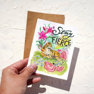 Stay Fierce Sunbathing Tiger Encouragement Card from Jean Choe Art & Design - Other Baby