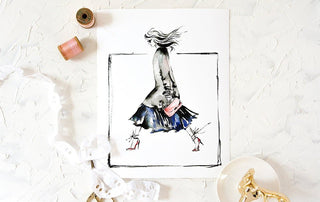 "Swift Walk" Art Print: Watercolor Fashion Illustration from Jean Choe Art & Design - Giclée