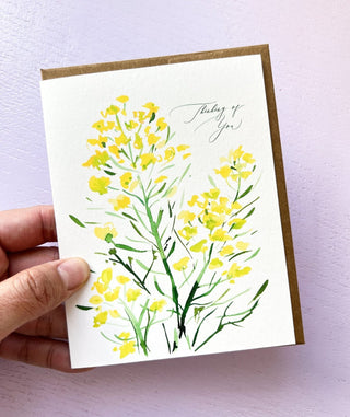 "Thinking of You" Yellow Mustard Flower Card from Jean Choe Art & Design - Other Baby