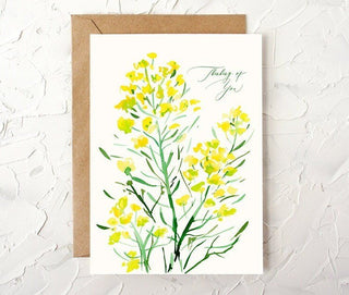 "Thinking of You" Yellow Mustard Flower Card from Jean Choe Art & Design - Other Baby
