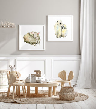 "Warmest Place" Wall Art: Polar Bear Mom & Cub from Jean Choe Art & Design - Watercolor