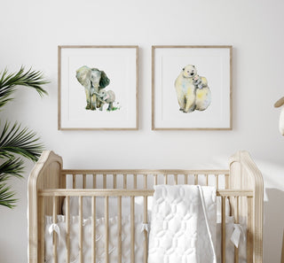 "Warmest Place" Wall Art: Polar Bear Mom & Cub from Jean Choe Art & Design - Watercolor