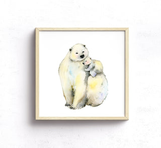 "Warmest Place" Wall Art: Polar Bear Mom & Cub from Jean Choe Art & Design - Watercolor