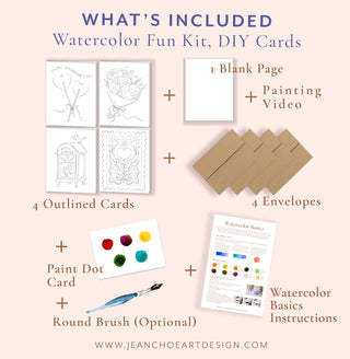 Watercolor Fun Kit: DIY Valentine’s Handmade Cards from Jean Choe Art & Design - Kits