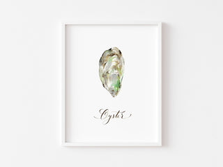 Watercolor Oyster Art Print with Calligraphy: Coastal Wall Decor from Jean Choe Art & Design - Giclée