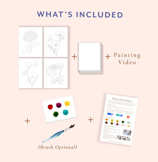Watercolor Painting Kit: Florals 2, Beginner - Friendly DIY Watercolor Set from Jean Choe Art & Design - Kits
