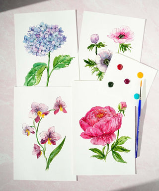 Watercolor Painting Kit: Florals 2, Beginner - Friendly DIY Watercolor Set from Jean Choe Art & Design - Kits