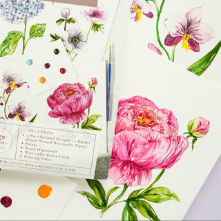 Watercolor Painting Kit: Florals 2, Beginner - Friendly DIY Watercolor Set from Jean Choe Art & Design - Kits