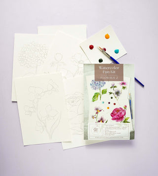 Watercolor Painting Kit: Florals 2, Beginner - Friendly DIY Watercolor Set from Jean Choe Art & Design - Kits