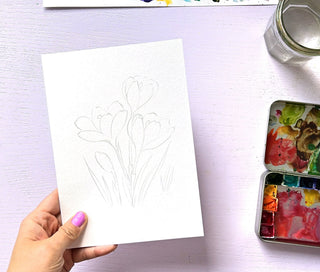 Watercolor Painting Kit:Wildflowers. DIY Watercolor Set with Outlined Pages from Jean Choe Art & Design - Kits