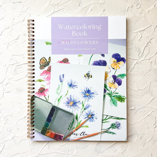 Watercoloring Book: Wildflowers – Pre - Outlined Pages & Tutorials from Jean Choe Art & Design - Coloring Books
